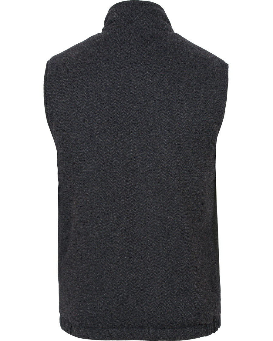 Herr | Jackor | Private White V.C. | The Wool Wadded Wool/Cashmere Gilet Navy Herringbone