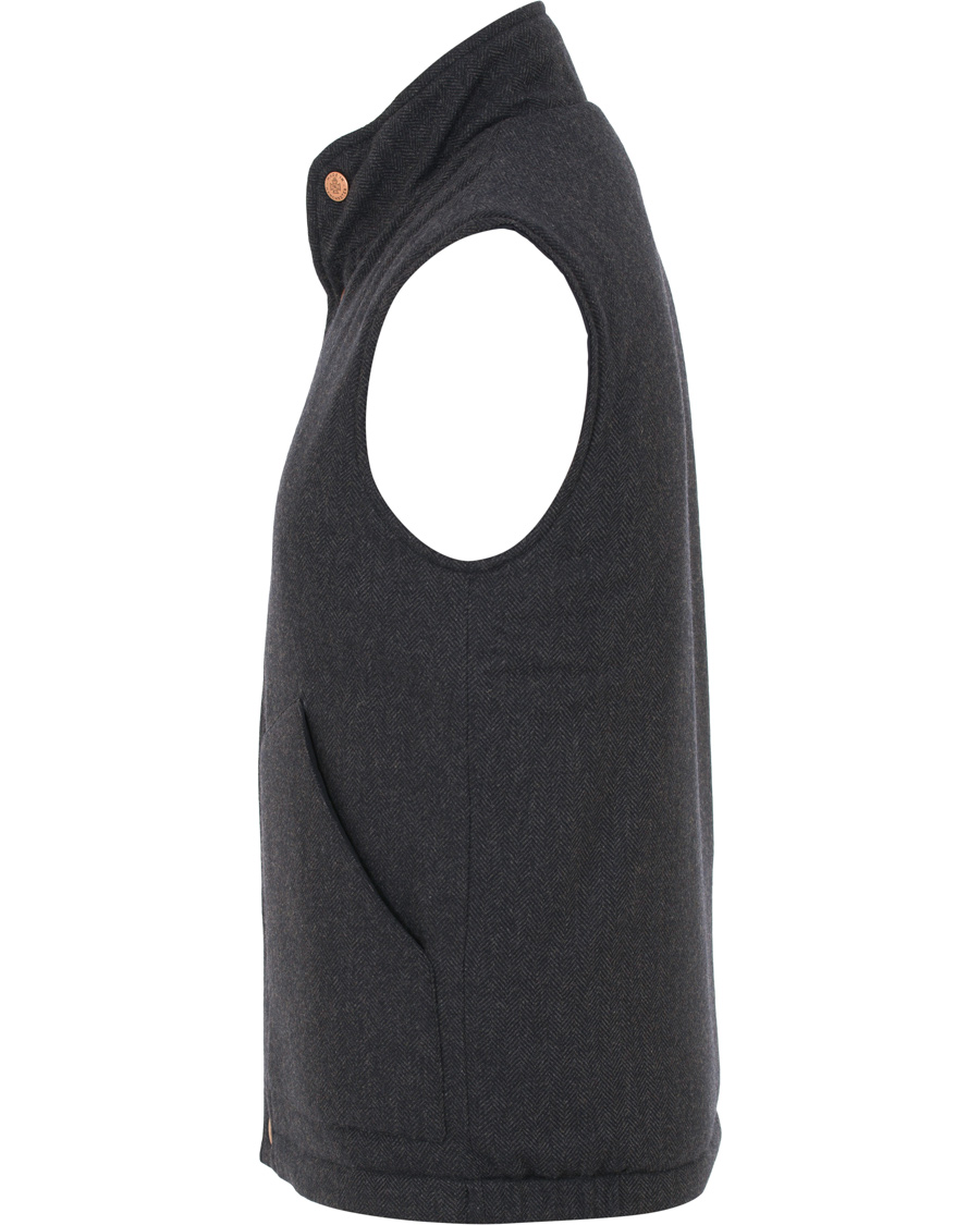 Herr | Jackor | Private White V.C. | The Wool Wadded Wool/Cashmere Gilet Navy Herringbone
