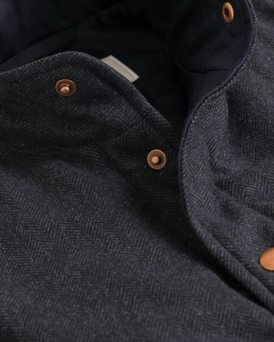 Herr | Jackor | Private White V.C. | The Wool Wadded Wool/Cashmere Gilet Navy Herringbone