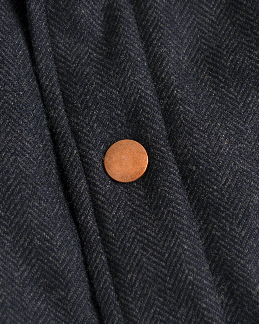 Herr | Jackor | Private White V.C. | The Wool Wadded Wool/Cashmere Gilet Navy Herringbone