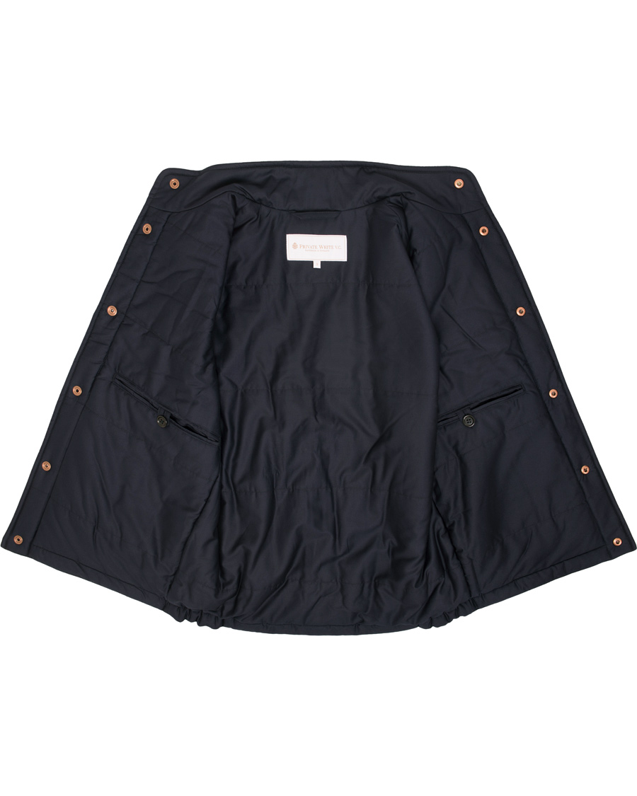 Herr | Jackor | Private White V.C. | The Wool Wadded Wool/Cashmere Gilet Navy Herringbone