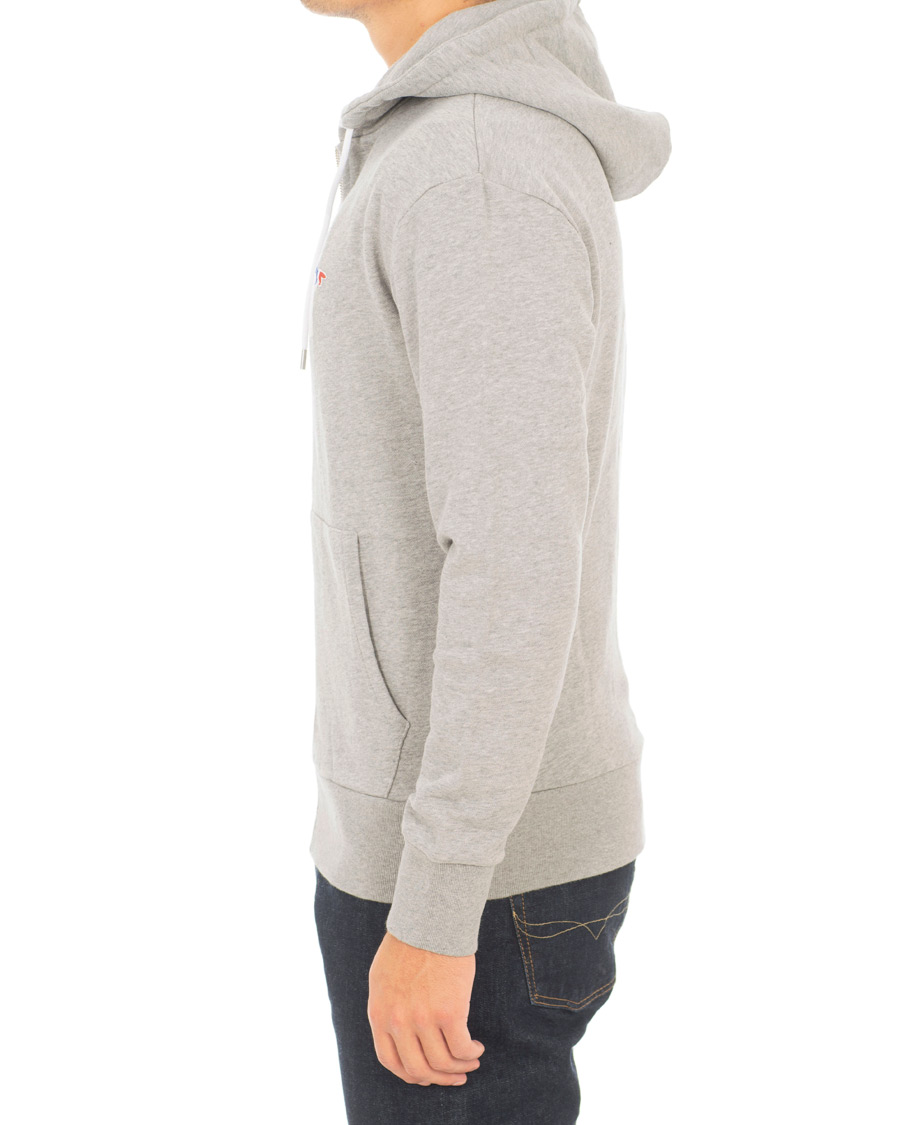Herr | Tröjor | Maison Kitsuné | Zip Hoodie Tricolor Fox Patch Grey Melange