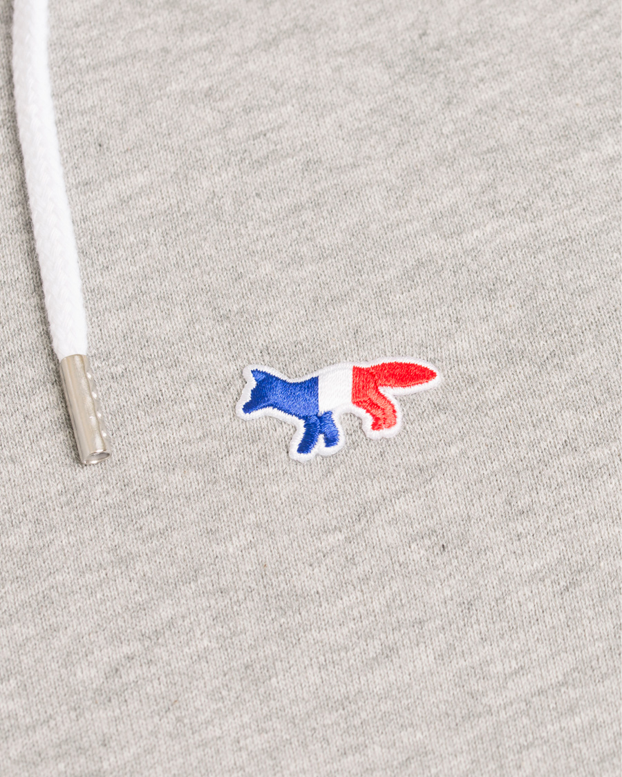 Herr | Tröjor | Maison Kitsuné | Zip Hoodie Tricolor Fox Patch Grey Melange