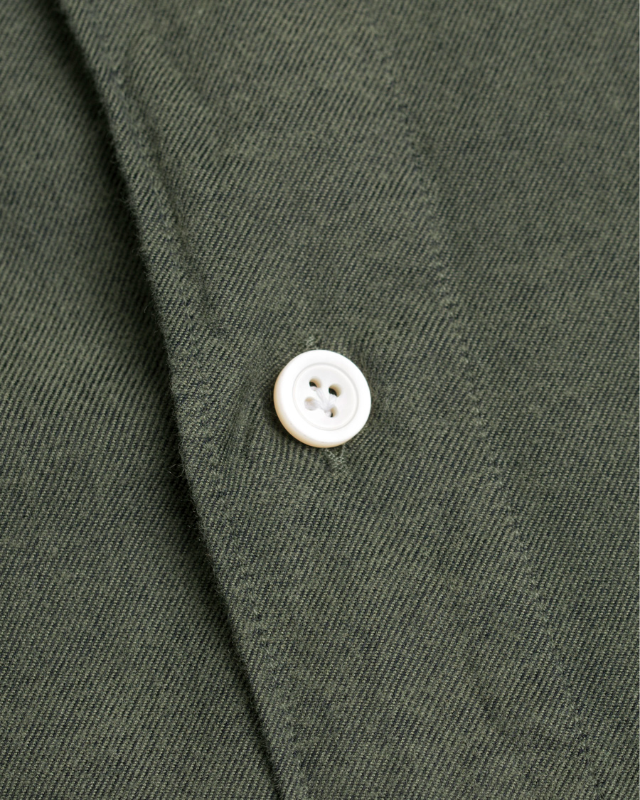 Herr | Skjortor | Finamore Napoli | Tokyo Slim Fit Flannel Shirt Olive