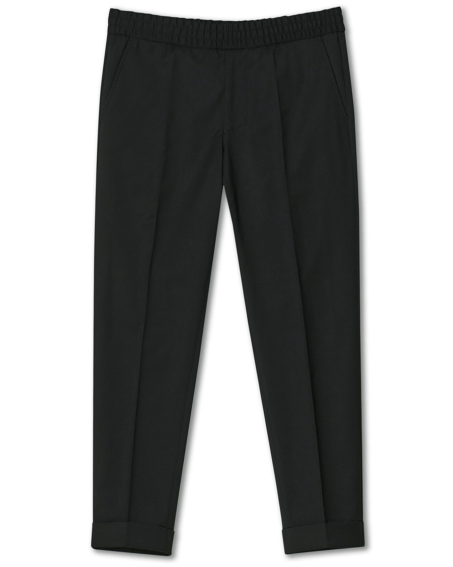 careofcarl.se | Terry Gabardine Cropped Turn Up Trousers Black