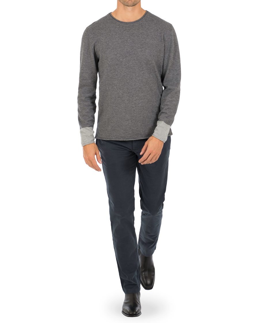 Herr | Tröjor | Filippa K | Cotton/Merino Roll Edge Sweater Grey Melange
