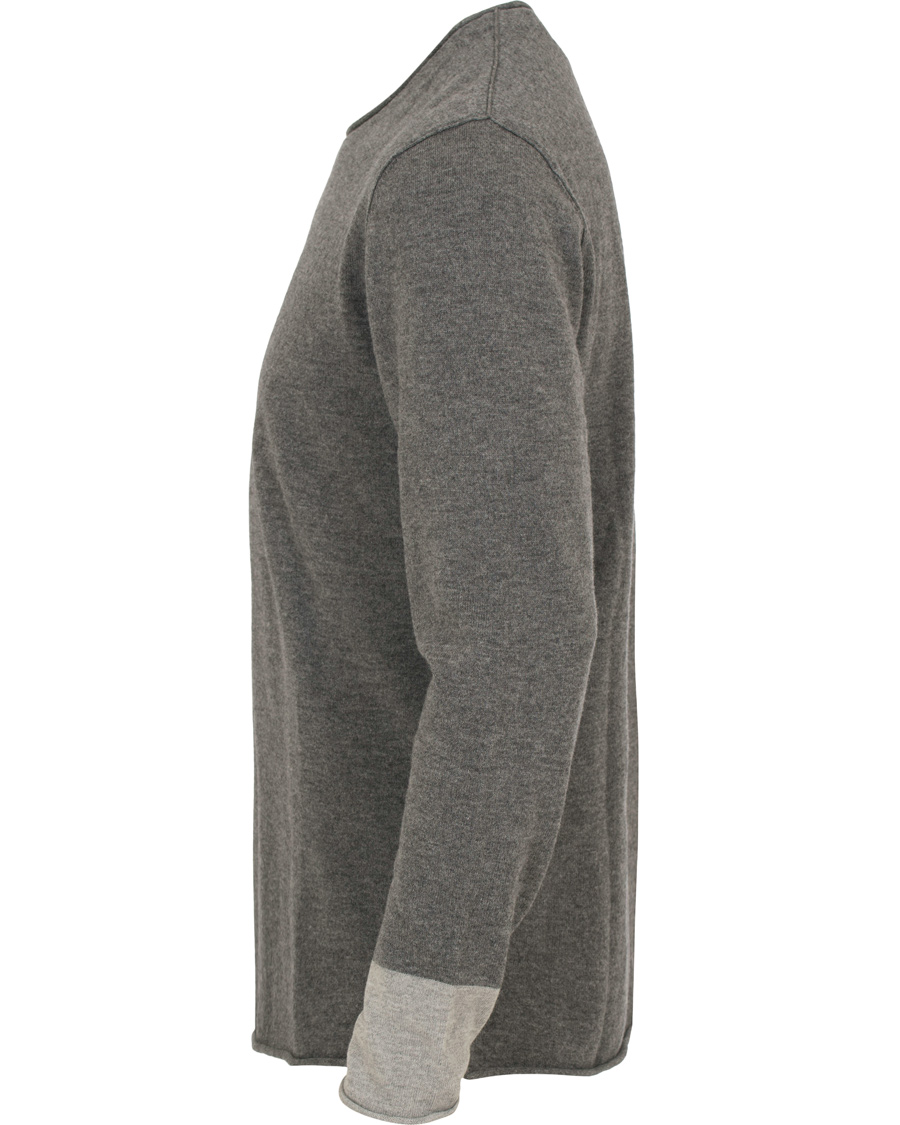 Herr | Tröjor | Filippa K | Cotton/Merino Roll Edge Sweater Grey Melange