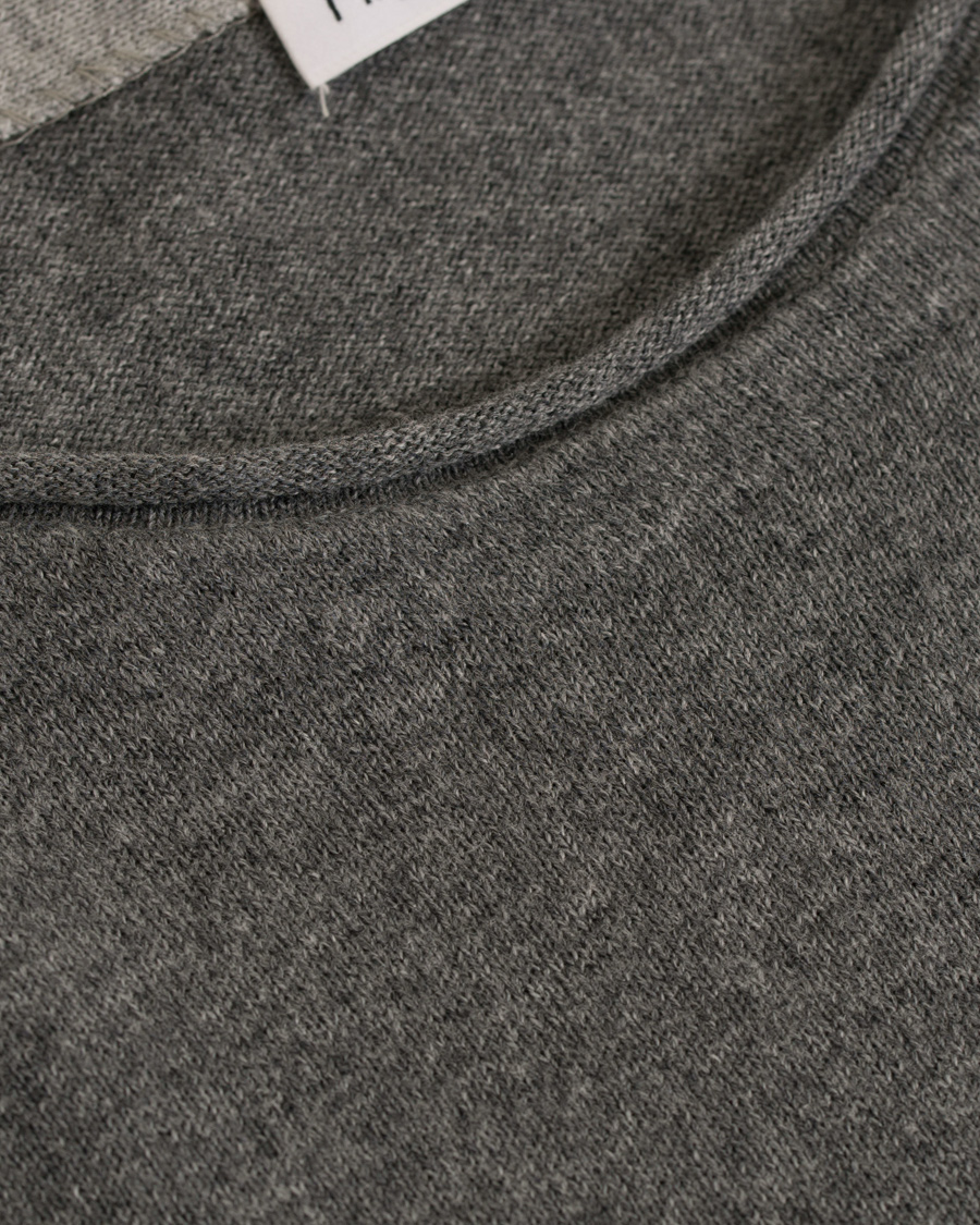 Herr | Tröjor | Filippa K | Cotton/Merino Roll Edge Sweater Grey Melange
