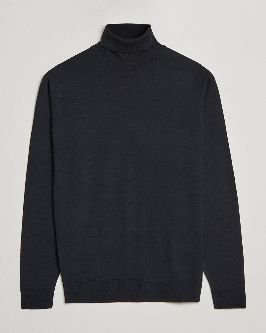 Herr | Tröjor | John Smedley | Cherwell Extra Fine Merino Rollneck Black