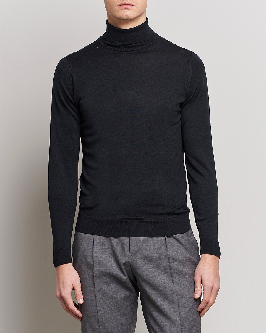 Herr | Tröjor | John Smedley | Cherwell Extra Fine Merino Rollneck Black