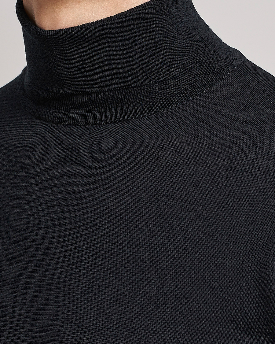 Herr | Tröjor | John Smedley | Cherwell Extra Fine Merino Rollneck Black