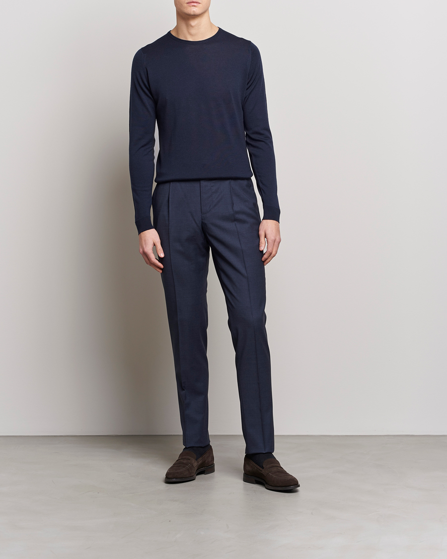 Herr | Tröjor | John Smedley | Lundy Extra Fine Merino Crew Neck Midnight
