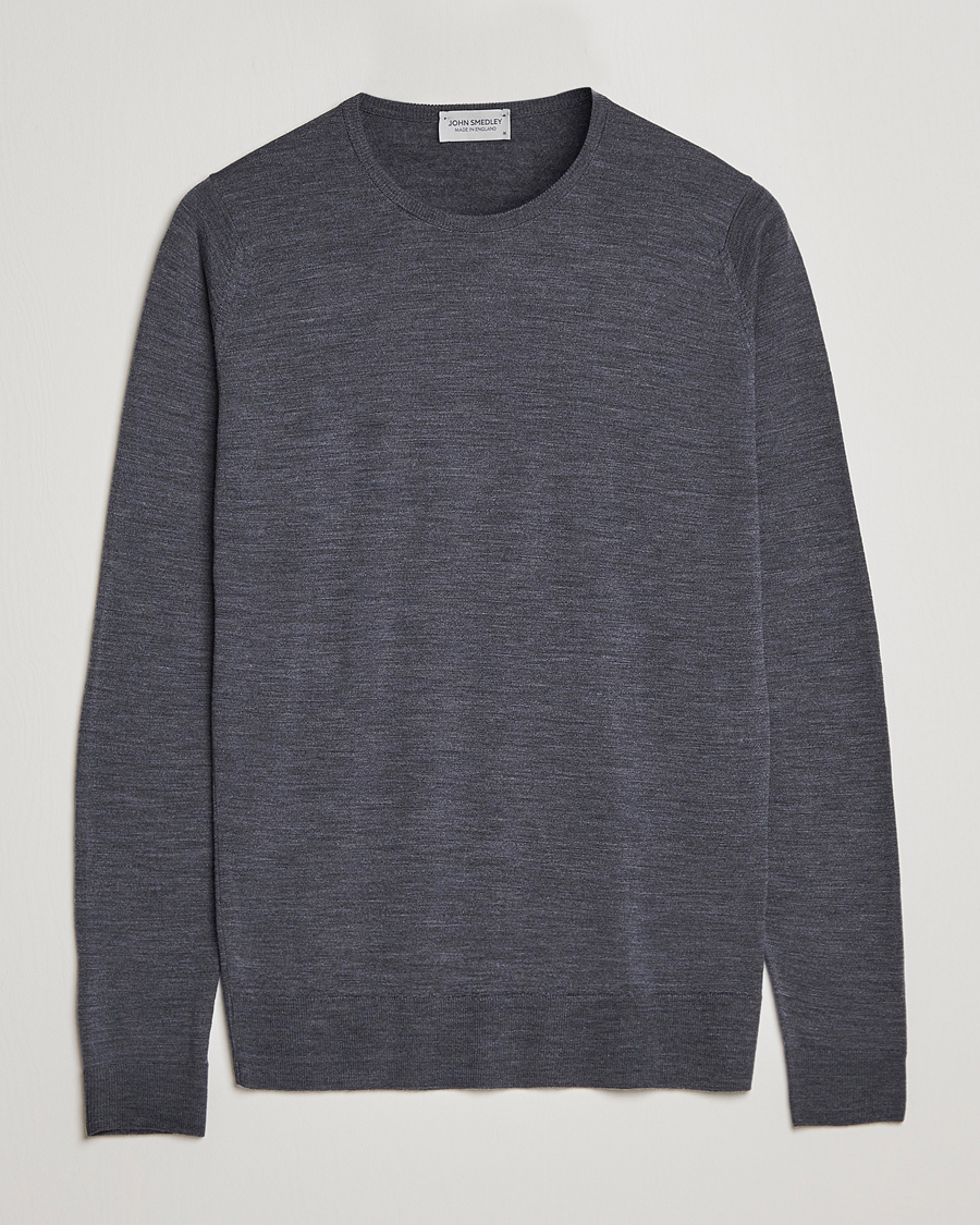 Herr | Tröjor | John Smedley | Lundy Extra Fine Merino Crew Neck Charcoal