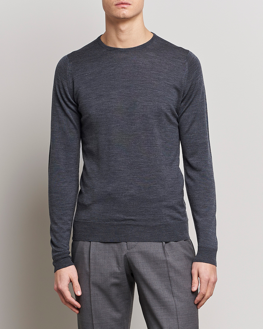 Herr | Kläder | John Smedley | Lundy Extra Fine Merino Crew Neck Charcoal