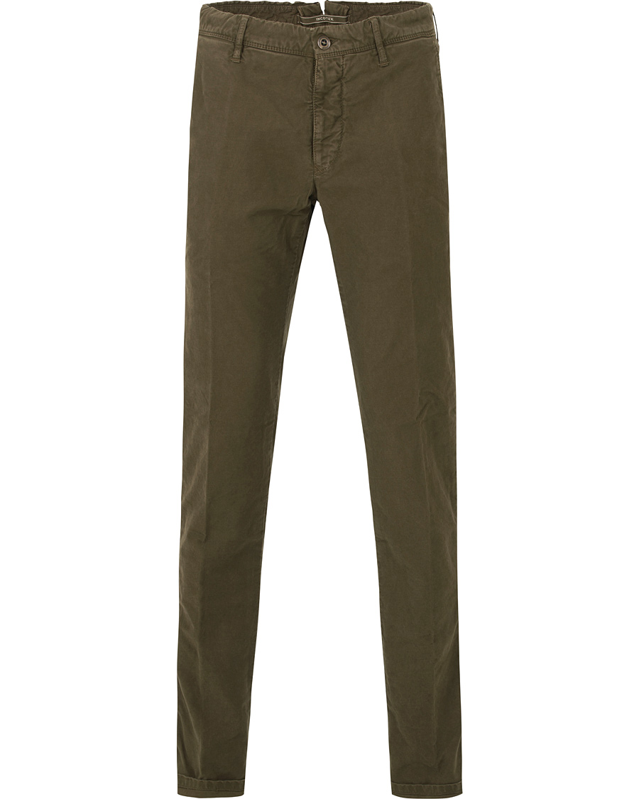 Herr | Byxor | Incotex | Slim Fit Garment Dyed Washed Slacks Green