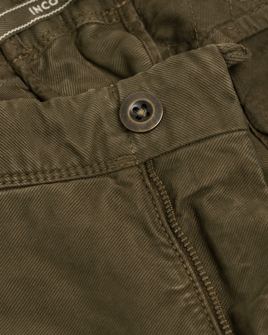 Herr | Byxor | Incotex | Slim Fit Garment Dyed Washed Slacks Green