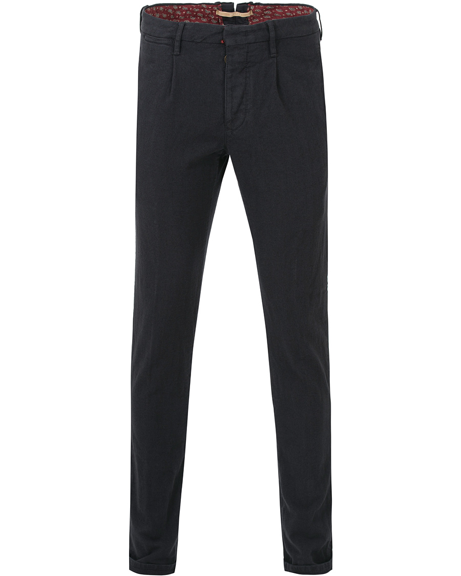 Herr | Byxor | Incotex | Slim Fit Yarn Dyed Pleated Slacks Navy