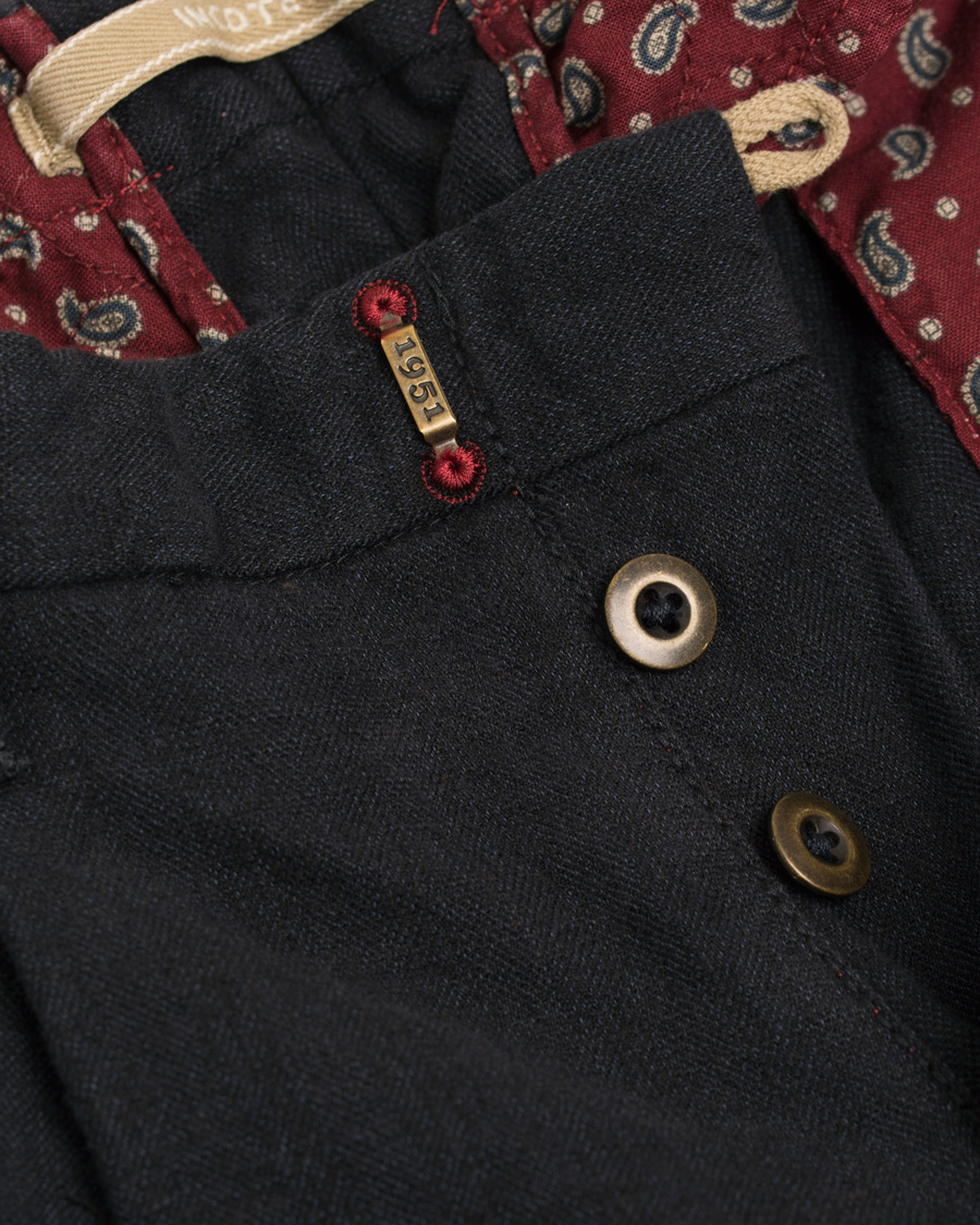 Herr | Byxor | Incotex | Slim Fit Yarn Dyed Pleated Slacks Navy