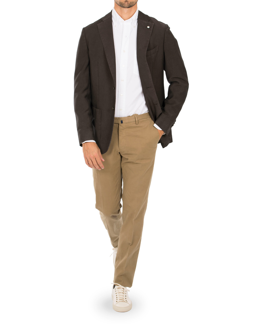 Herr | Byxor | Incotex | Slim Fit Comfort Garment Dyed Washed Chino Khaki