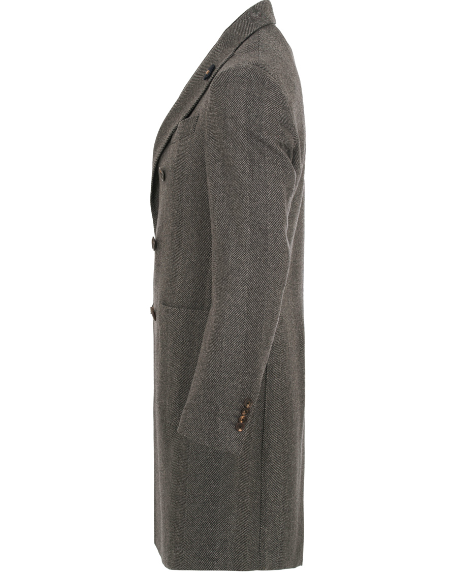 Herr | Jackor | Lardini | Double Herringbone Wool Coat Grey