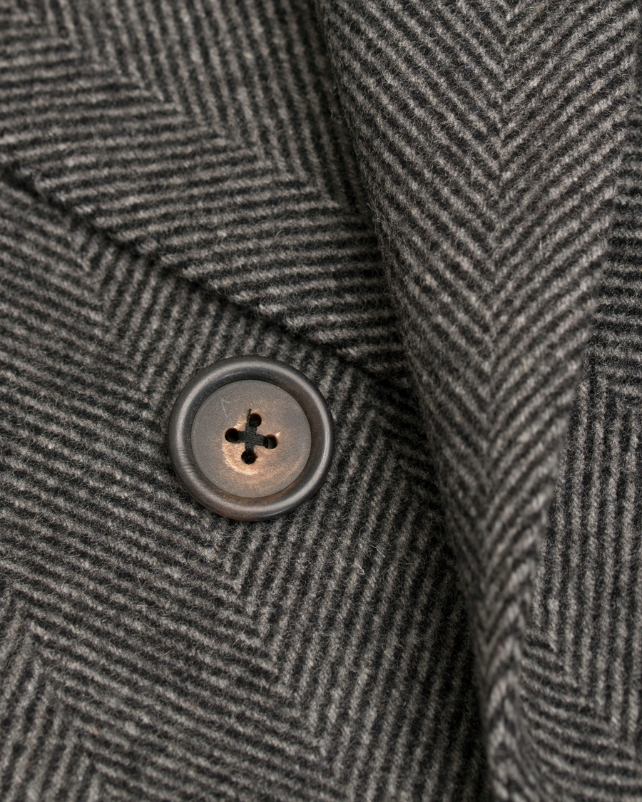 Herr | Jackor | Lardini | Double Herringbone Wool Coat Grey