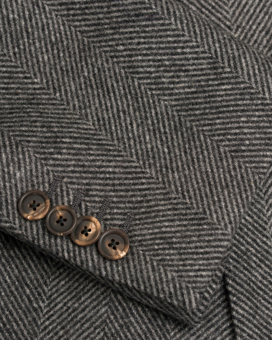 Herr | Jackor | Lardini | Double Herringbone Wool Coat Grey