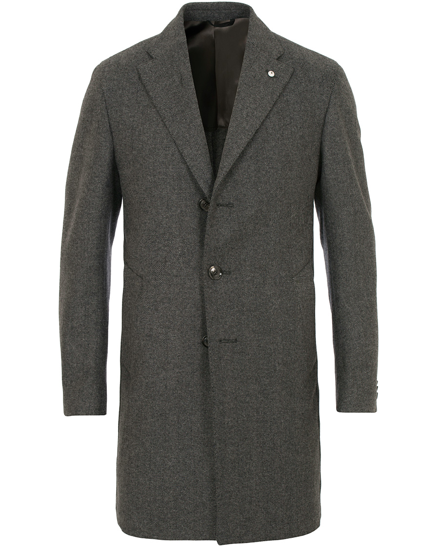 Herr | Jackor | L.B.M. 1911 | Wool Herringbone Notch Lapel Grey