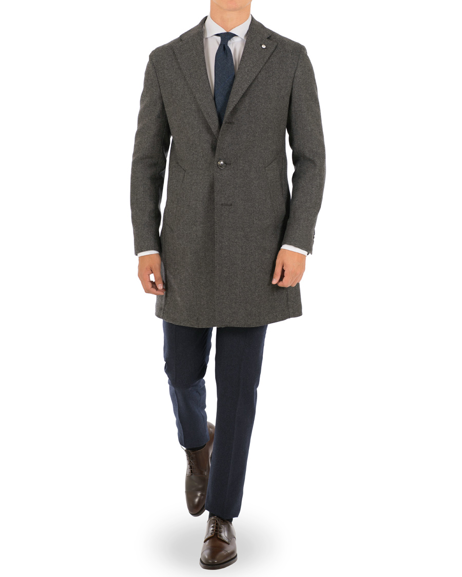 Herr | Jackor | L.B.M. 1911 | Wool Herringbone Notch Lapel Grey