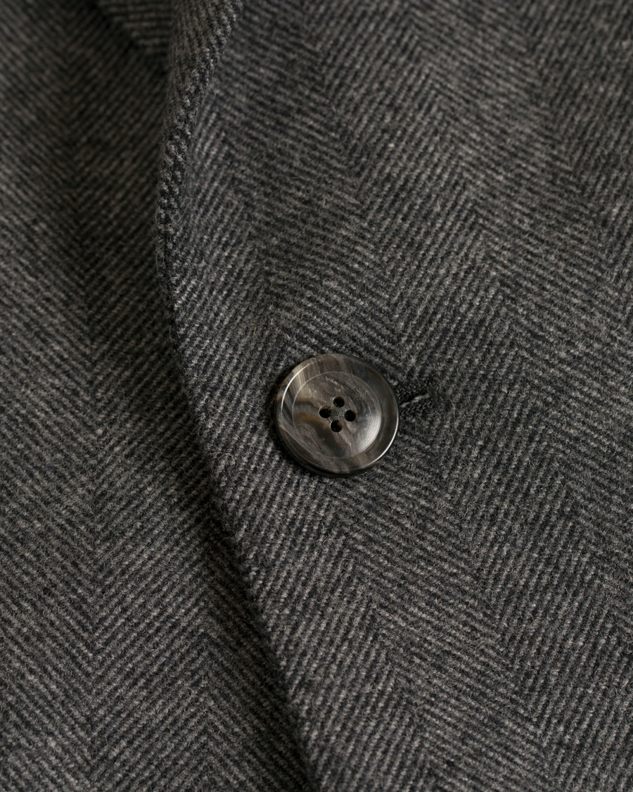 Herr | Jackor | L.B.M. 1911 | Wool Herringbone Notch Lapel Grey