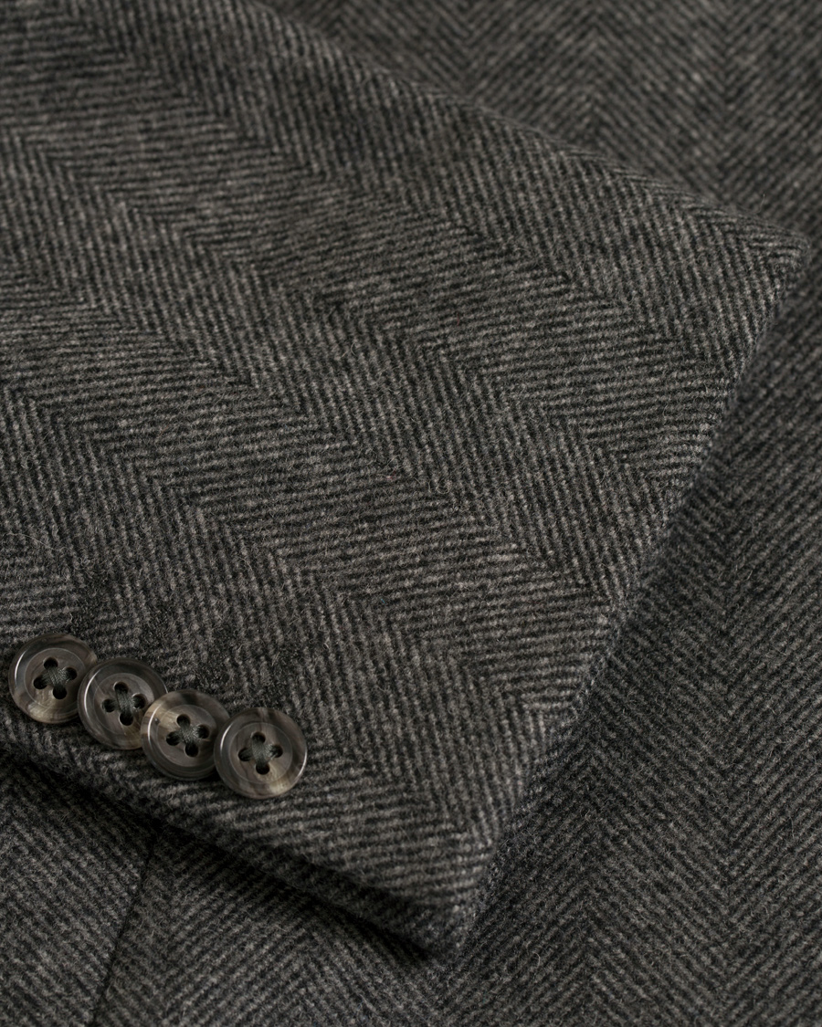 Herr | Jackor | L.B.M. 1911 | Wool Herringbone Notch Lapel Grey