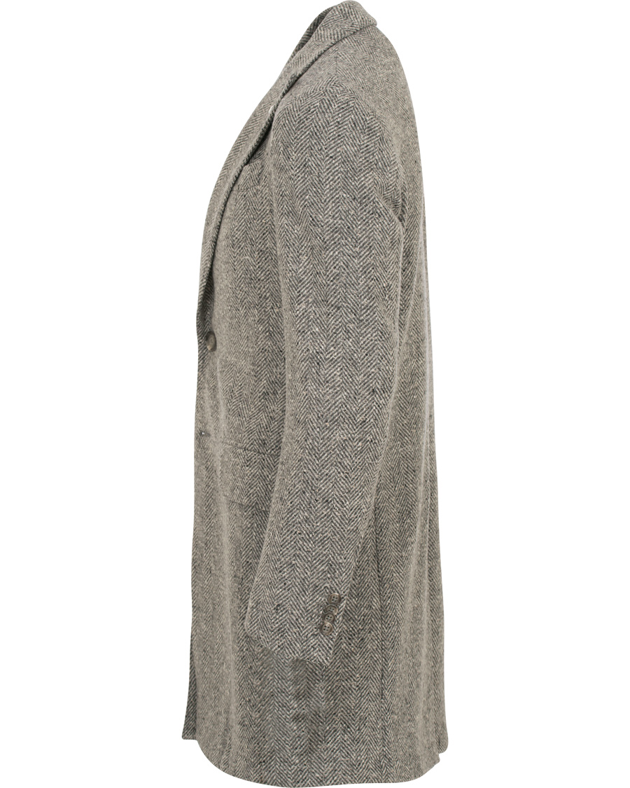 Herr | Jackor | L.B.M. 1911 | Wool Herringbone Peak Lapel Coat Light Grey