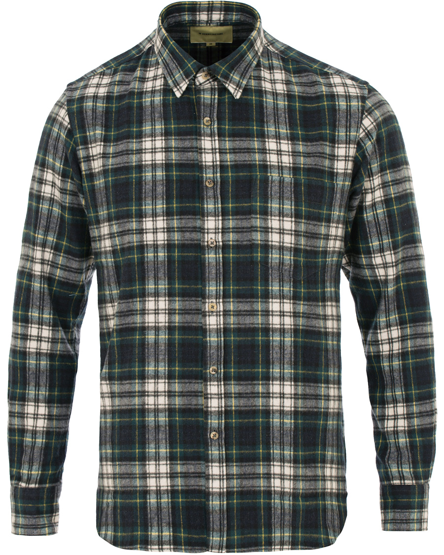 Herr | Skjortor | De Bonne Facture | CH07 Brushed Flannel Shirt Green Tartan