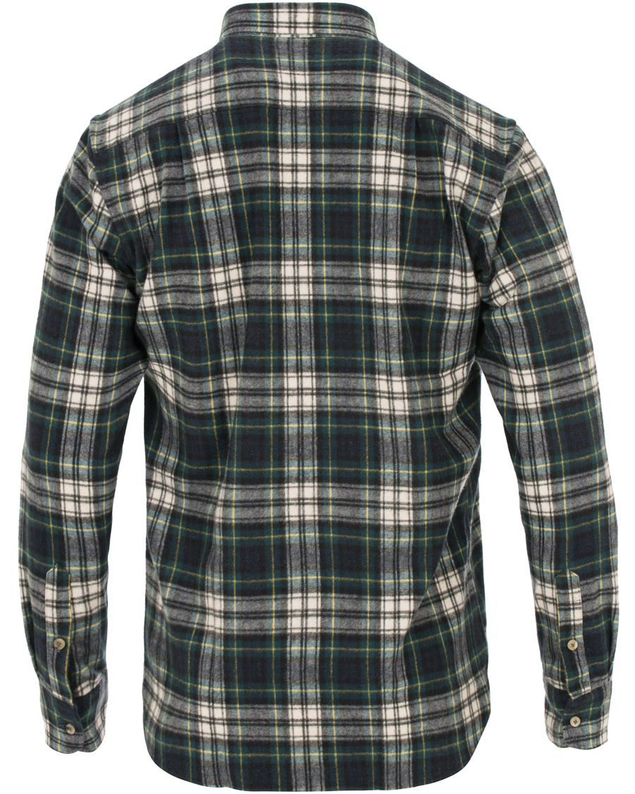 Herr | Skjortor | De Bonne Facture | CH07 Brushed Flannel Shirt Green Tartan