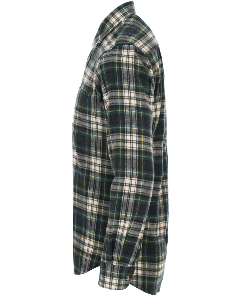 Herr | Skjortor | De Bonne Facture | CH07 Brushed Flannel Shirt Green Tartan