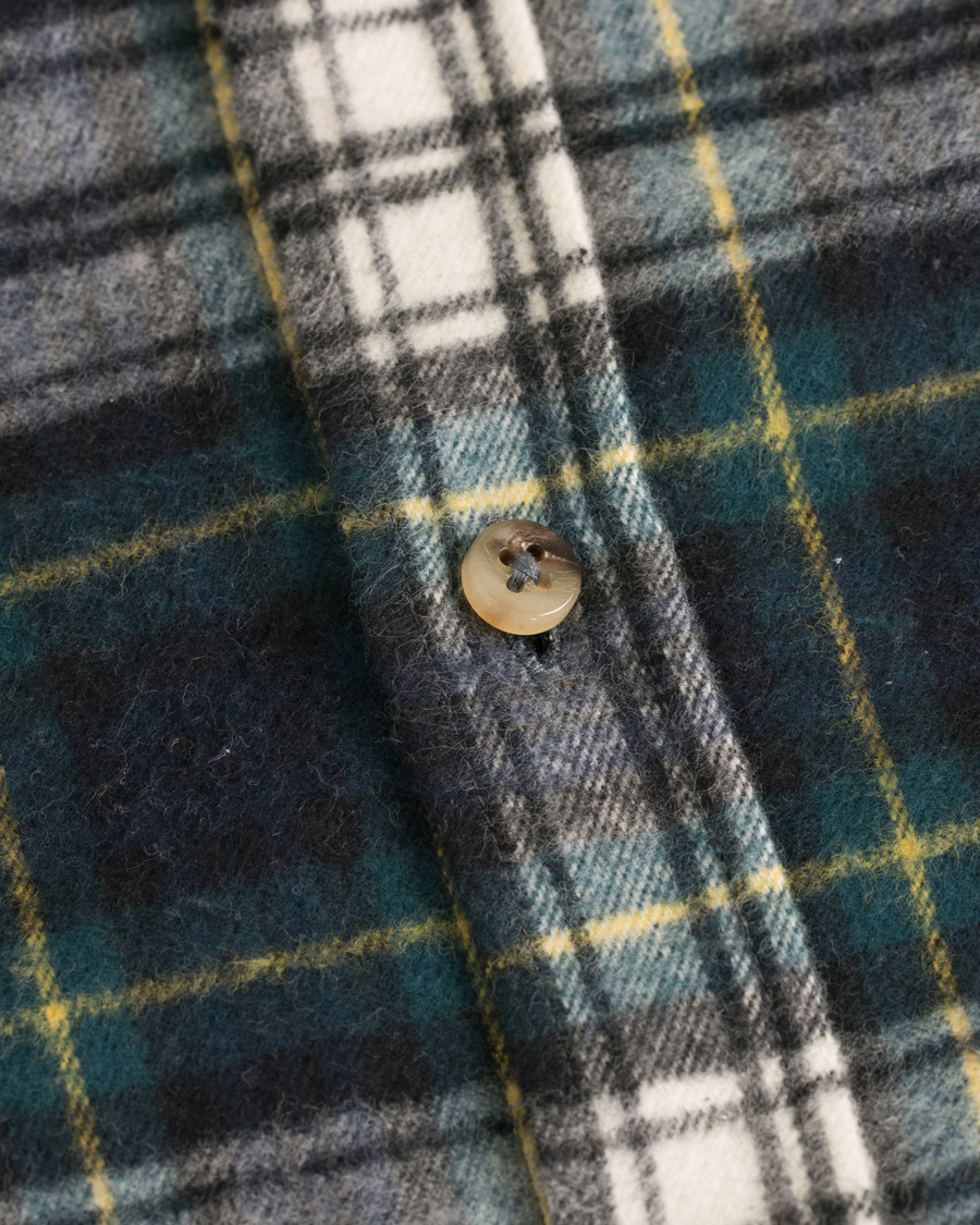 Herr | Skjortor | De Bonne Facture | CH07 Brushed Flannel Shirt Green Tartan