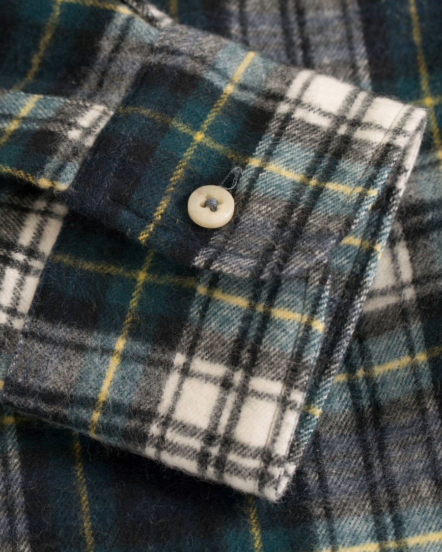 Herr | Skjortor | De Bonne Facture | CH07 Brushed Flannel Shirt Green Tartan