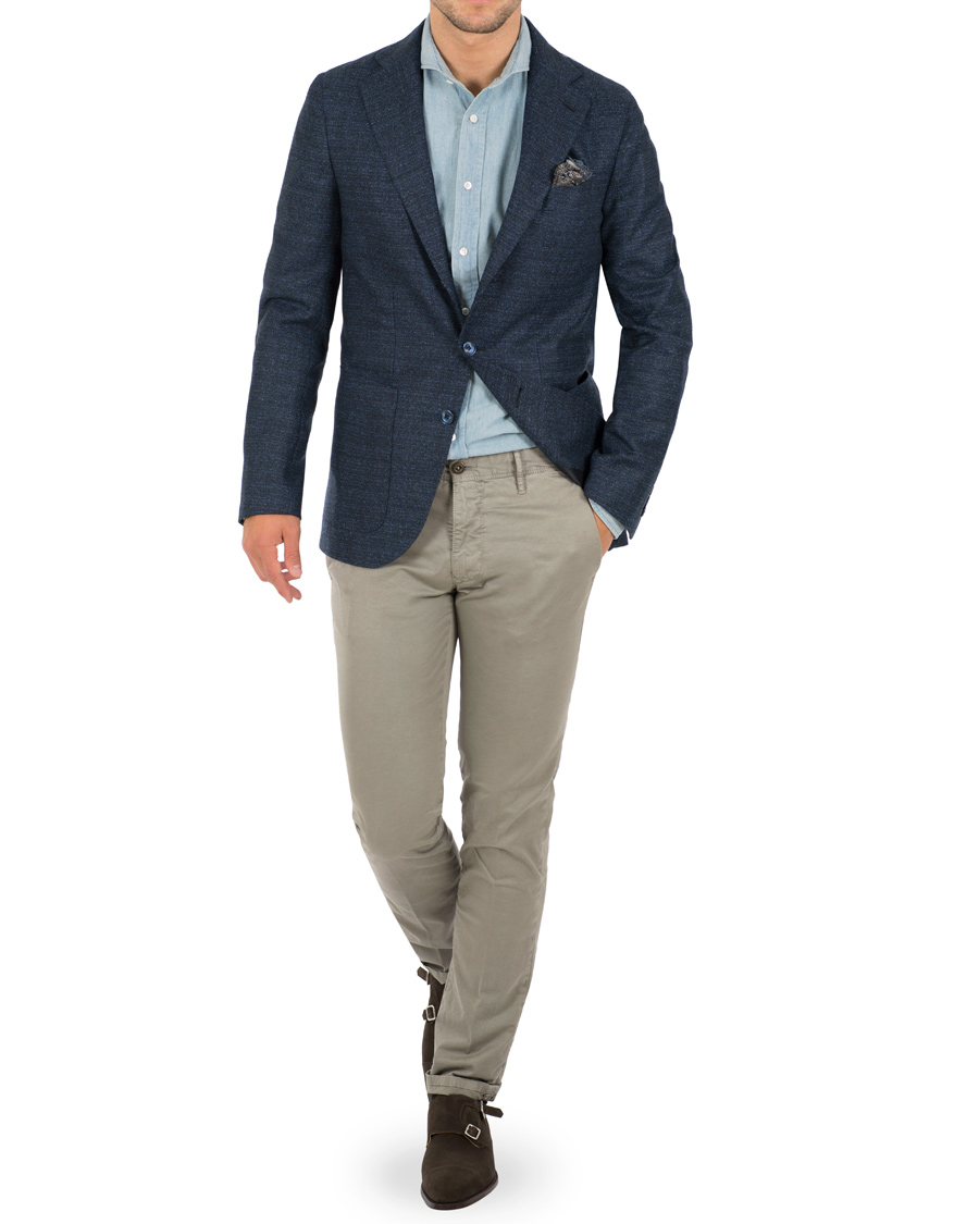 Herr | Kavajer | Caruso | Structured Wool Blazer Navy