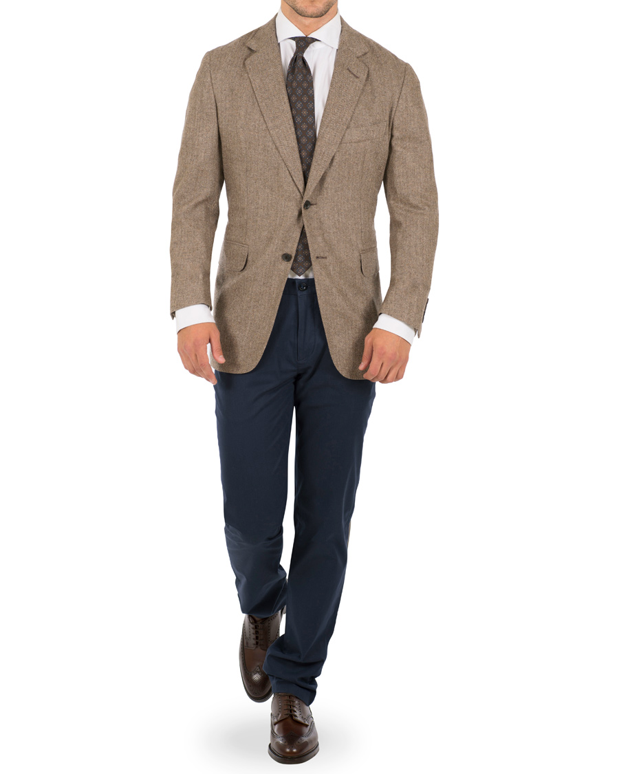 Herr | Kavajer | Dunhill | Notch Lapel Wool Blazer Brown
