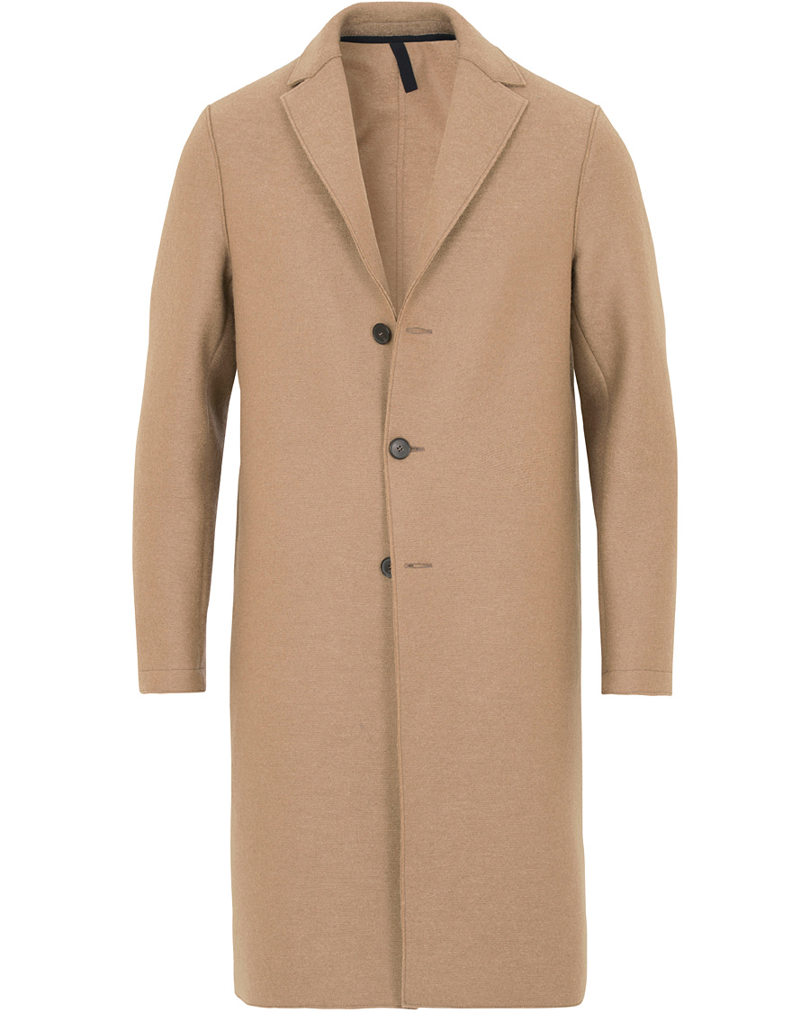 Herr | Jackor | Harris Wharf London | Wool Raw Edge Overcoat Camel