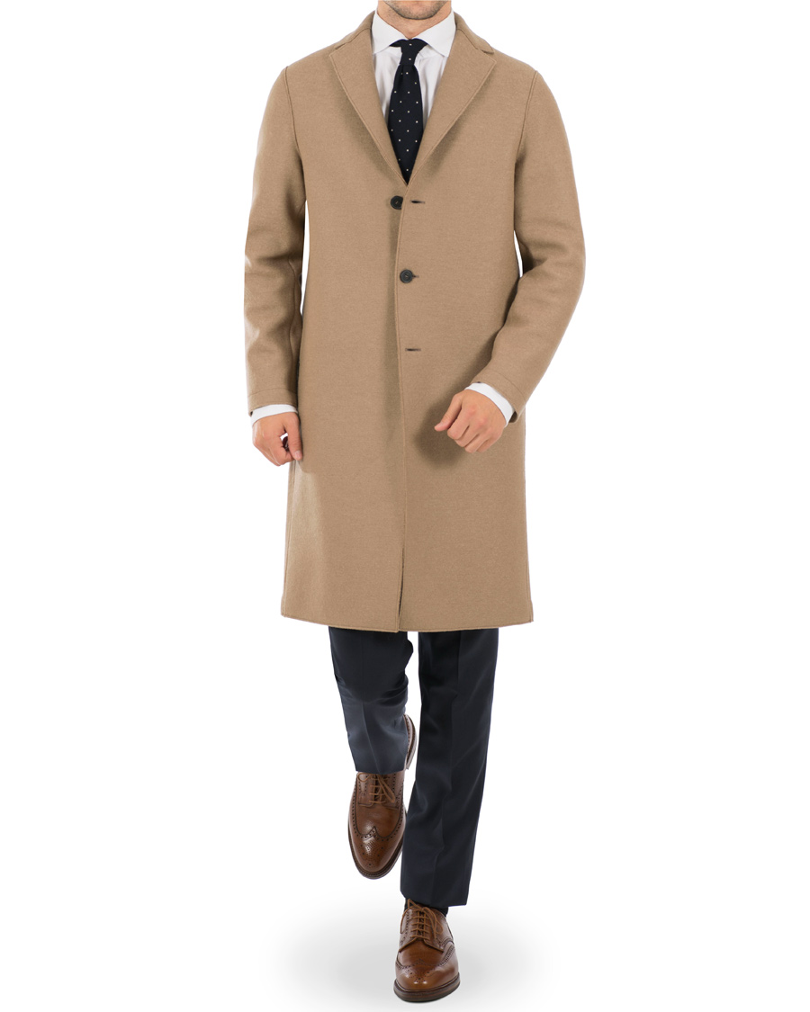 Herr | Jackor | Harris Wharf London | Wool Raw Edge Overcoat Camel