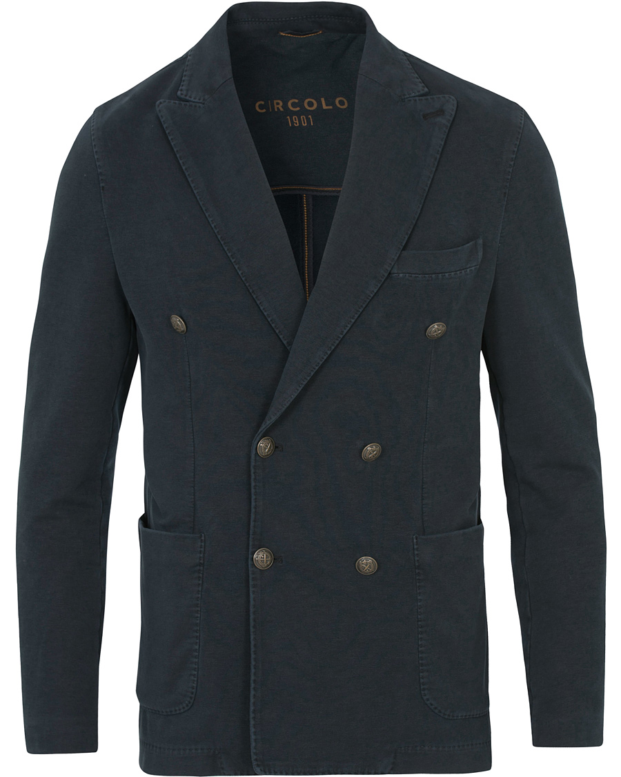 Herr | Kavajer | Circolo 1901 | Jersey Patch Pocket Double Breasted Blazer Navy