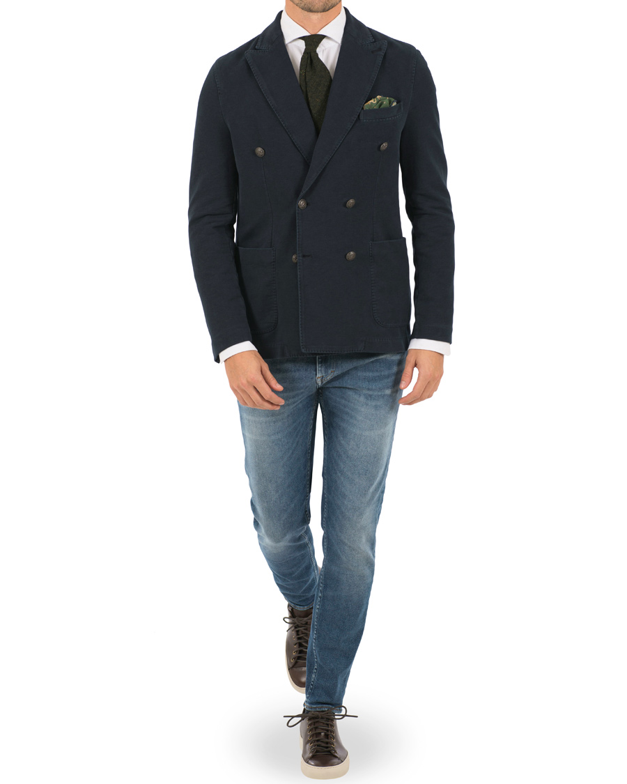 Herr | Kavajer | Circolo 1901 | Jersey Patch Pocket Double Breasted Blazer Navy