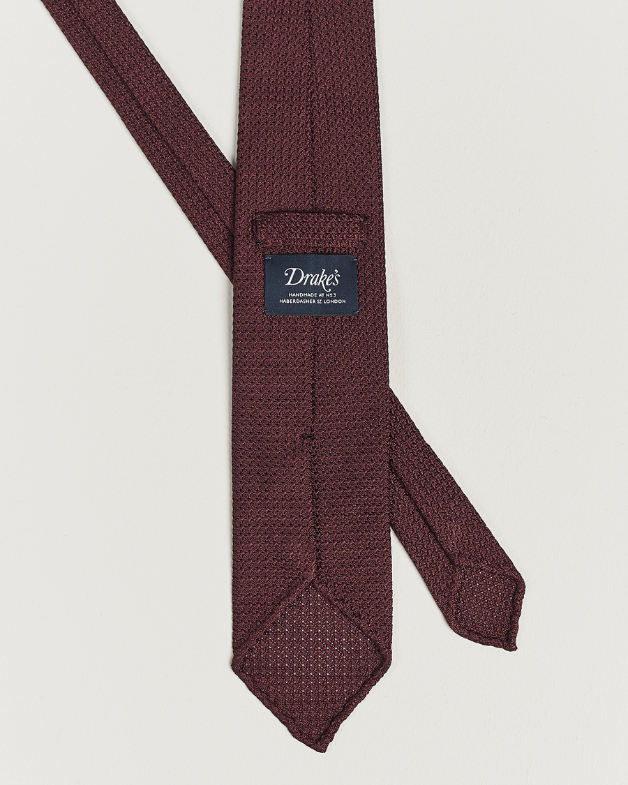 Herr | Avdelningar | Drake's | Silk Grenadine Handrolled 8 cm Tie Wine Red