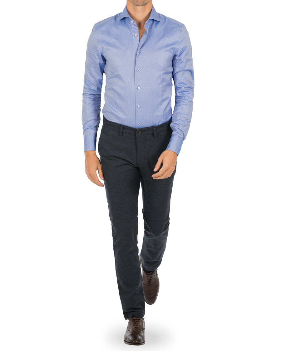 Herr | Skjortor | Stenströms | Slimline Woven Structured Shirt Blue