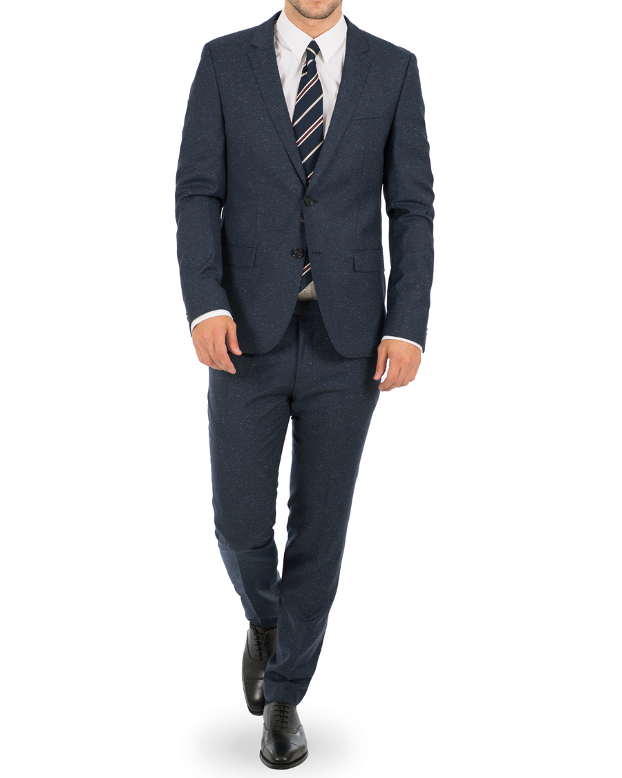 Herr | Kostymer | HUGO | Arti Hesten Wool/Silk Donegal Suit Navy
