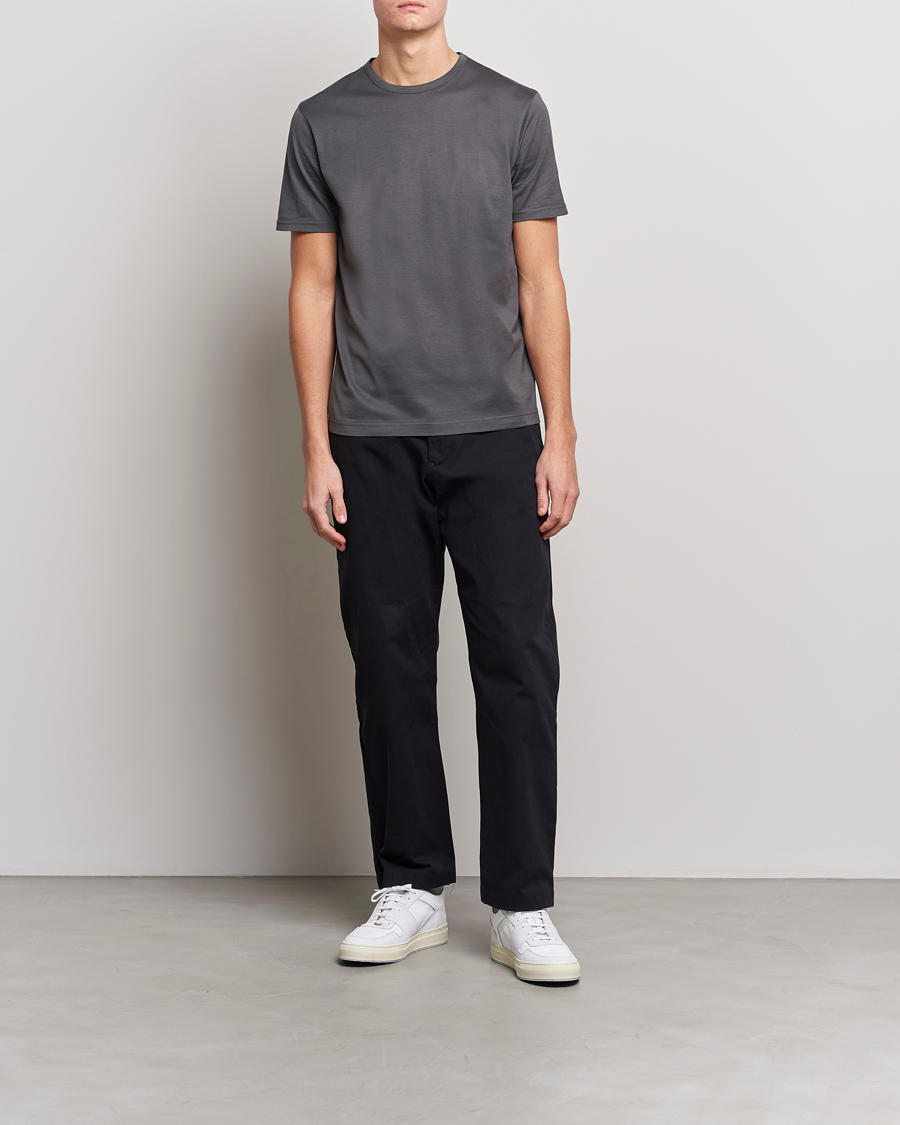 Herr | T-Shirts | Sunspel | Crew Neck Q82 Cotton T-Shirt Charcoal