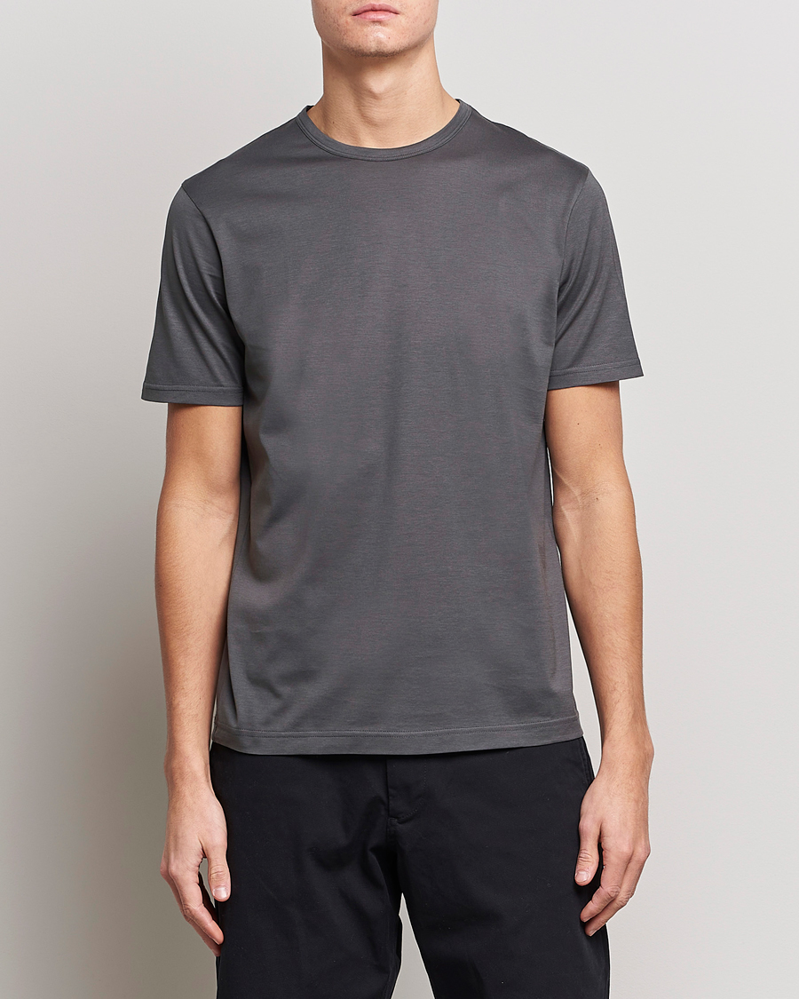Herr | T-Shirts | Sunspel | Crew Neck Cotton Tee Charcoal