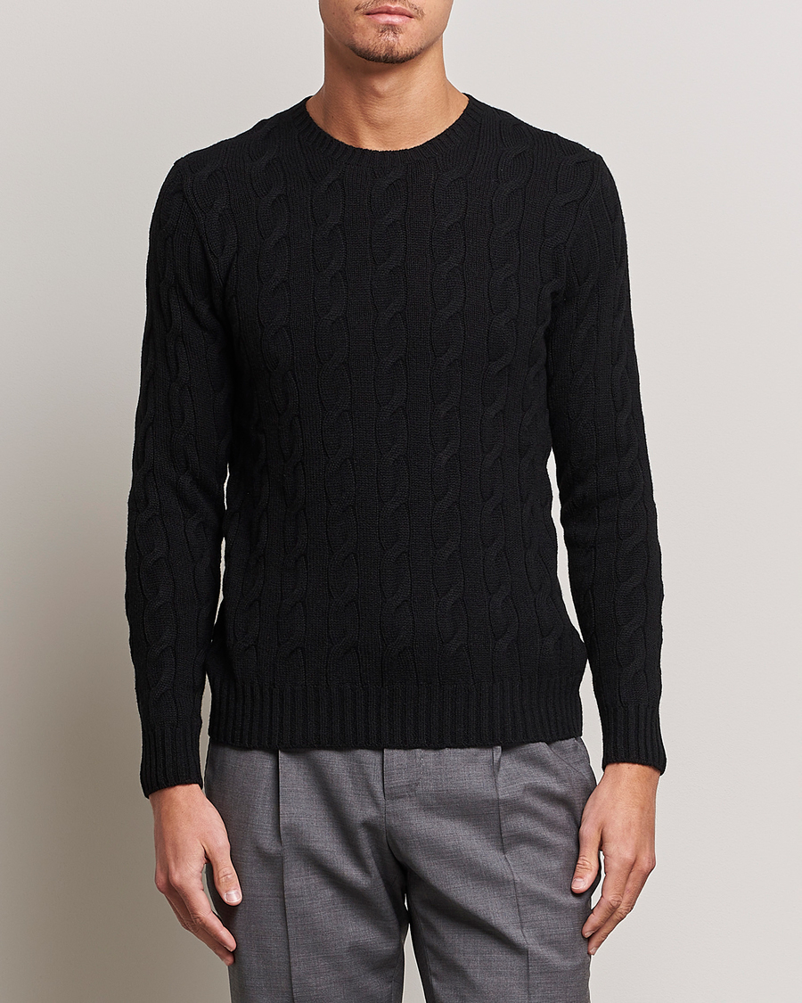 Herr | Ralph Lauren Purple Label | Ralph Lauren Purple Label | Cashmere Cable Crew Neck Sweater Black
