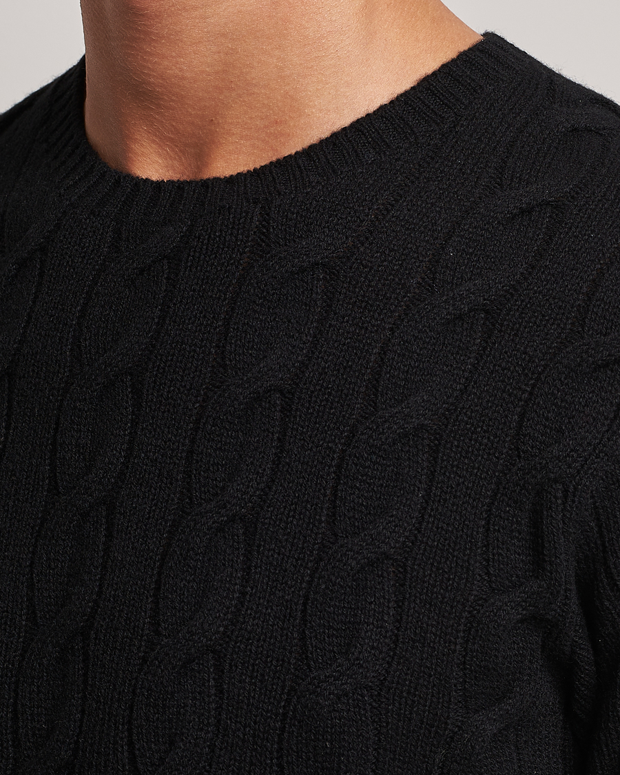 Herr | Tröjor | Ralph Lauren Purple Label | Cashmere Cable Crew Neck Sweater Black