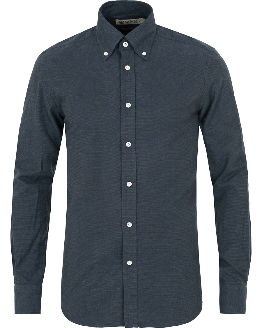 Herr | Skjortor | Morris Heritage | Bond Button Down Flannel Shirt Navy